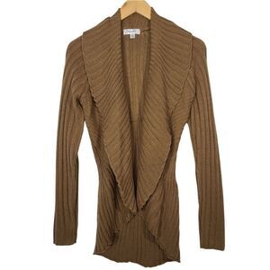 Dressbarn Brown Ridged Women's Open Front Cardigan